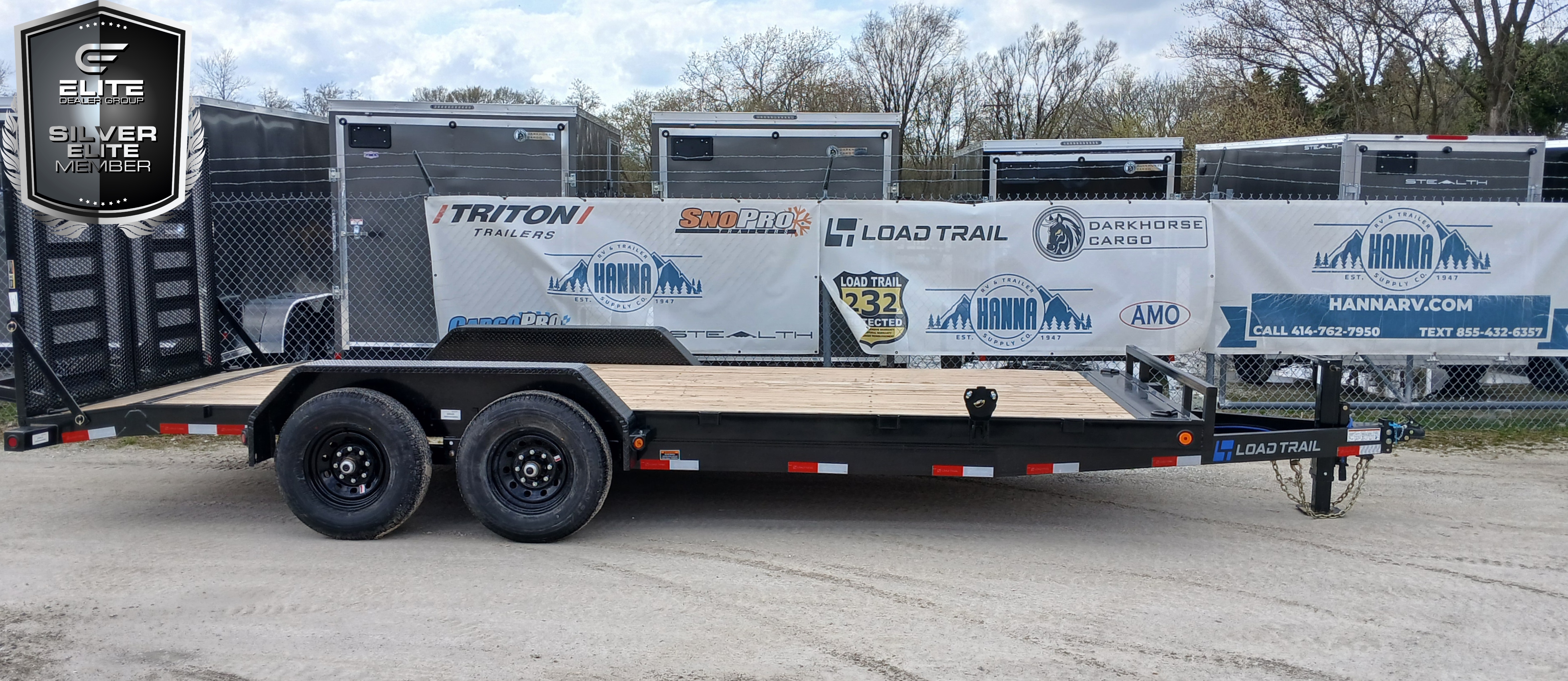 Load Trail 83 X 20 Tandem Axle 14,000 Lb Steel Car Hauler / Equipment Trailer with 8" Channel Winch Plate & Split Fold Gate- Metallic Black